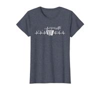 Accordéon en accordéon avec Battement de cœur T-Shirt, Femme, Bleu Chiné, XS
