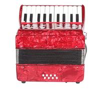 Accordéon Piano 22 Touches, 8 Basses, Sangle Rétractable Et Sac De Rangement, For Performances Sur Scène, For Les Amateurs D'instruments De Musique(Red)