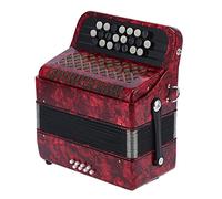 Accordéon Professionnel 22 Touches 8 Basses, Bouton Noir et Blanc, Changeurs de Voix Confortables, Sensibles et Réglables, ABS, Bois, Métal, Roseau, Celluloïd, Sac à Dos, (rouge)