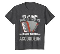 Accordéoniste Accordéon Humour T-Shirt, Enfant, Chiné Foncé, 10 Ans