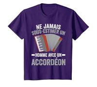 Accordéoniste Accordéon Humour T-Shirt, Enfant, Violet, 6 Ans