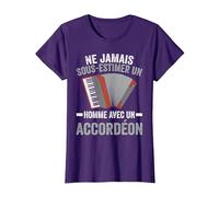 Accordéoniste Accordéon Humour T-Shirt, Femme, Violet, XS
