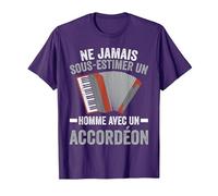 Accordéoniste Accordéon Humour T-Shirt, Homme, Violet, M