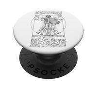 Accordéoniste Accordéoniste Vitruvian Man Leonardo Da Vinci Music PopSockets PopGrip Adhésif