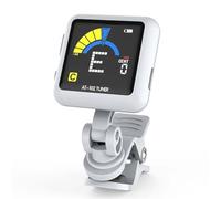 Accordeur de guitare, Accordeur Rechargeable AT-102 Noir Bleu Blanc USB Grand Écran LCD 360 Degrés For Guitare/basse/ukulélé/violon,à pince(White)