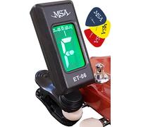 Accordeur de guitare - Accordeur universel à clip - Guitare de basse ukulélé, etc. - Accordeur chromé + 3 médiators