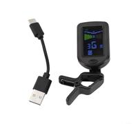 Accordeur rechargeable à clipser avec écran couleur HD, réglage de l'angle flexible pour guitare, basse, ukulélé, violon, appareil d'accordage électronique avec fonction mémoire, noir