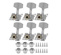 Accordeurs verrouillables pour guitare |Clés de réglage pour ukulélé en argent |Pièces de rechange pour têtes de machines qui ne ternissent pas |6 configurations gauche / 6 droite (Set of six left