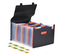 Accordian File Folder Organizer with Handle 24 Pockets Expanding File Case A4 Letter Size Document Organizer Rainbow Color for Home Office School Paperwork Paper Keeper Invoice Receipt Bill Maiju