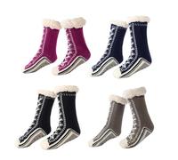 Accordinglye Chaussons d'hiver ultra épais en cachemire - Unisexe - Super doux, chaud et confortable - Doublure en polaire antidérapante, 4 pièces B., Taille unique