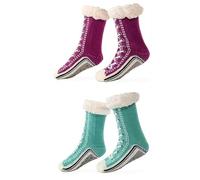 Accordinglye Chaussons d'hiver ultra épais en cachemire - Unisexe - Super doux, chaud et confortable - Doublure en polaire antidérapante, 2 pièces B., Taille unique