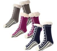 Accordinglye Chaussons d'hiver ultra épais en cachemire - Unisexe - Super doux, chaud et confortable - Doublure en polaire antidérapante, 3 pièces B., Taille unique