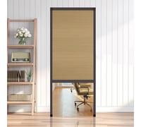 Accordion Door Pull Down Screen, Interior Invisible Partition Folding Door Vertical with Aluminum Frame for Room No-Drilling Partition Sliding Gate(Khaki,WxH 38x80in(96x203cm))