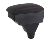 Accoudoir Central Accoudoir De Voiture Avec Porte-gobelet Port USB Repose-bras Coude Console Centrale Étui De Rangement Pour Fiat Pour Panda II 2 Console Centrale Rangement(B-Black black line)