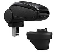 Accoudoir Central avec Compartiment de Rangement Rembourré Similicuir Noir avec Coutures Blanches