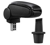 Accoudoir central - avec compartiment - rembourré - cuir-synthétique - noir avec des coutures blancs