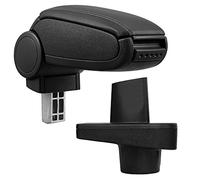 Accoudoir central - avec compartiment - rembourré - cuir-synthétique - noir avec des coutures noirs