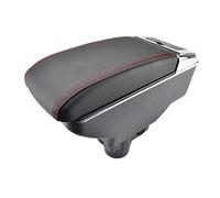 Accoudoir central de voiture Boîte de rangement pour Opel pour Vauxhall pour Corsa D 2006-2014 accoudoir Double couche accoudoir en cuir noir Double 2011 2012(Red Thread)