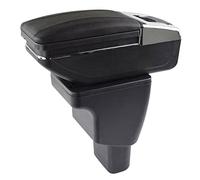 Accoudoir central de voiture - Organiseur en cuir noir - Boîte de rangement - Compartiment de rangement rotatif 3D - Couvercle coulissant - Porte-boissons - Cendrier compatible avec Hyundai