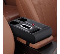 Accoudoir Central pour Volkswagen Jetta 2005-2026 Voiture avec Porte-Gobelets Intégrés Coussin de Console en Cuir PU Confort de Conduite Accessoires black style A