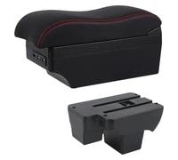 Accoudoir Central Pour VW Pour Polo 2019-2024 Accoudoir Voiture Boîte Rangement Interface USB Console Centrale(E2 Red Line)