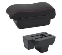 Accoudoir Central Pour VW Pour Polo 2019-2024 Accoudoir Voiture Boîte Rangement Interface USB Console Centrale(B2 Red Lin)