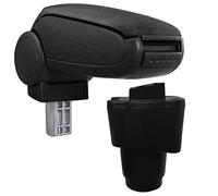 Accoudoir Central Rembourré avec Compartiment de Rangement Support pour Voiture Textile Noir