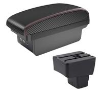 Accoudoir Centrale Pour Mazda 2 CX-3 Pour Skyactiv 2018-2020 Accoudoir Voiture Avec Boîte Rangement Chargeur USB(B1 Black red 3USB)