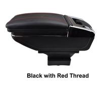 Accoudoir De Console Centrale En Cuir Noir avec couvercle glissé Spécifique pour Citroen C4 à hayon 2004-10(avec coutures rouges)