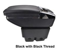 Accoudoir De Console Centrale En Cuir Noir avec couvercle glissé Spécifique pour Ford Fiesta 2009-2017(avec des coutures noires)