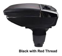 Accoudoir De Console Centrale En Cuir Noir avec couvercle glissé Spécifique pour Nissan NV200 Evalia 2010-17(avec coutures rouges)