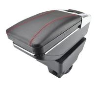 Accoudoir De Console Centrale En Cuir Noir avec couvercle glissé Spécifique pour Opel Astra J 2009-(avec des coutures rouges)