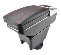 Accoudoir De Console Centrale En Cuir Noir avec couvercle glissé Spécifique pour Renault Duster I 2010-2015(avec coutures rouges)