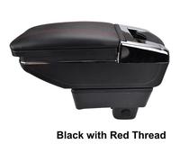 Accoudoir De Console Centrale En Cuir Noir avec couvercle glissé Spécifique pour Suzuki Swift 2005-2020(avec des coutures rouges)
