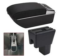 Accoudoir de Rechange Console Centrale de Voiture pour Suzuki Celerio - en Cuir - Coutures Noires avec 7 Ports USB