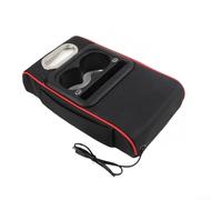 Accoudoir de véhicule avec deux ports de charge USB, disposition de stockage optimisée et fonctionnalité porte-gobelet (noir + rouge)