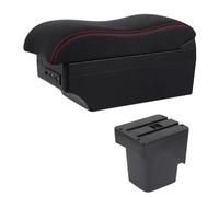 Accoudoir De Voiture Avec Boîte Rangement Repose-bras Console Centrale Double Couche Pour Ford Pour Focus 2 Mk2 2005 2006 2007 2008 2009 2010 2011(E2 black red line 7 USB)