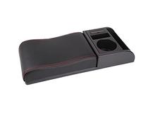 Accoudoir De Voiture Avec Porte-gobelet Pour Voiture Accoudoir Universel Boîte De Rangement Souple Coude Suppoty Coussin Multi-fonctionnel Mobile BoîTeRangement Console Centrale(B Black red line)
