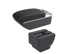 Accoudoir De Voiture En Cuir PU Boîte De Rangement Intérieure Pour Mazda 2 Pour Demio 2008 2009 2010 2011 2012 2013 2014 Boîte(C white line)