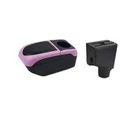 Accoudoir de voiture hybride compatible avec Toyota Yaris (2015, 2016, 2017, 2018, 2019, 2020, 2021, 2022), boîte de rangement USB(Black-pink)