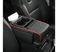 Accoudoir de Voiture Multifonctionnel pour Fiat 500 / 500X 2022-, Cuir, avec Porte-Gobelets, Rangement Latéral,B Black Red