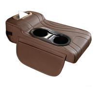 Accoudoir en cuir texturé avec distributeur de mouchoirs intégré et deux porte-gobelets pour une utilisation en véhicule (marron)