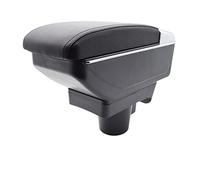Accoudoir intérieur double couche en cuir noir, boîte de rangement, cendrier décoratif, compatible avec Opel Astra H (2004-2014)(Black Thread)