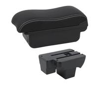 Accoudoir Voiture Convient pour VW Volkswagen Polo 2019-2024, boîte de Rangement Centrale Double Couche avec Port USB, 2020, 2021, 2022, 2023(E2 White Line)