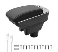 Accoudoir Voiture pour Mitsubishi Mirage Attraction Space Star 2014-2024 | Espace de Stockage à Deux Niveaux, 7 Ports USB, Accoudoir de Voiture Réglable, Montage Facile, Cuir PU, Ligne Noire