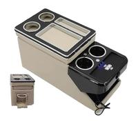 Accoudoir Voiture Pour VW Pour ID. BUZZ 2022 2023 2024 + Coffret Rangement Ensemble Garde-corps Avant Avec Accoudoirs Magasin Central Pour Voitures Mobiles(D Beige Wireless)