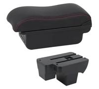 Accoudoirs De Voiture Pour VW Pour Polo 2019-2024 Accoudoir Voiture Boîte Rangement Interface USB Console Centrale(C2 Red line)