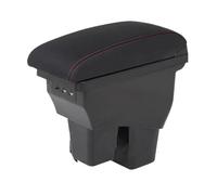 Accoudoirs Pour Fit Pour Jazz 2 2014-2019 Accoudoir De Voiture Boîte De Rangement Pour Accessoires De Rénovation Installation Simple Accoudoir Console Centrale(B1 Black red Corium)