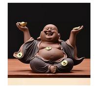 Accouplement Nouveau Chinois Zen Céramique Maitreya Salon Entrée Table Bouddha Statue Petit Ornement Figurine Assis Sculpture Décoration (Color : D)