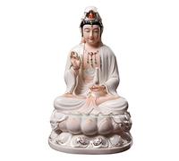 Accouplement Zen Céramique Mer de Chine méridionale Bodhisattva Accueil Culte Guanyin Bouddha Statue Figurine Assis Sculpture Décoration (Taille : M)
